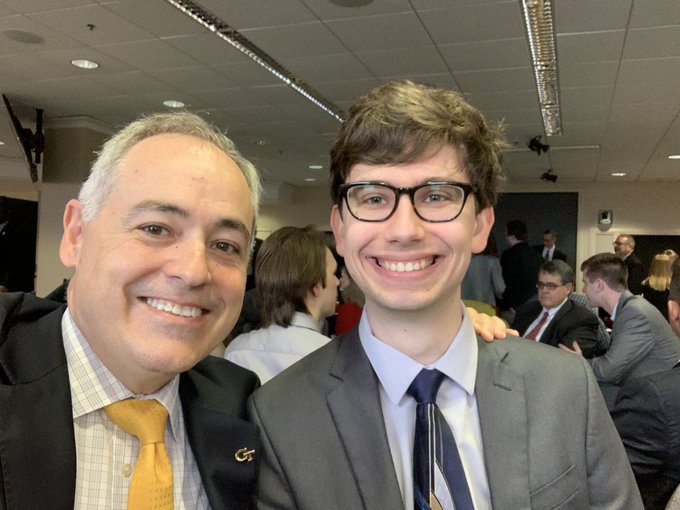 Georgia Tech President Angel Cabrera and Daniel Gurevich at the USG Academic Recognition Day Awards Feb. 11. (Photo by Angel Cabrera)