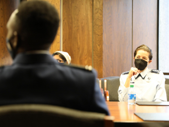 Lt. General Nina Armagno met with aerospace engineering students to discuss their current research projects and talk about the future Space Force