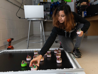 Bahnisikha Dutta, a graduate student at Georgia Tech, is part of an interdisciplinary research team that creates and studies magnetic robots (Credit: Allison Carter, Georgia Tech)