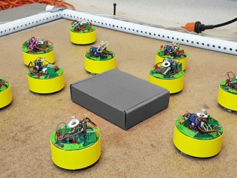 When sensors, communication, memory and computation are removed from a group of simple robots, certain sets of complex tasks can still be accomplished by leveraging the robots' physical characteristics (Credit: Shengkai Li, Georgia Tech)