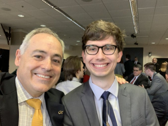 Georgia Tech President Angel Cabrera and Daniel Gurevich at the USG Academic Recognition Day Awards Feb. 11. (Photo by Angel Cabrera)