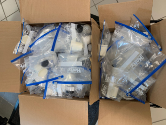 At-home science kits prepared by Little Einstein Organization volunteers at Georgia Tech. (Photo: Olivia Gravina)