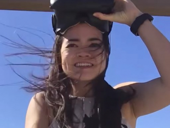 Matsumoto uses virtual reality technology in her physics research. 