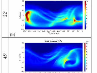 From Addison's research: energetic neutral atom (ENA) images of the planetary plasma environment around Saturn's moon Titan. 
